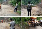 Polsek Ciemas Polres Sukabumi Cek Lokasi Bencana Alam Tanah Longsor di Jalan Provinsi Palangpang–Waluran